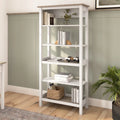 Tall 5-Shelf Bookcase with Adjustable Shelves, Modern Farmhouse Style