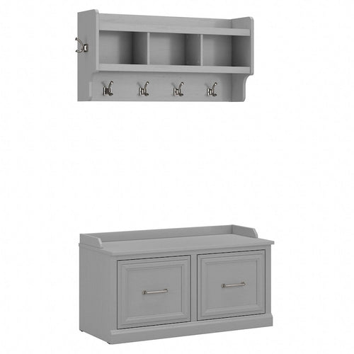 Banc à chaussures 40W avec portes et porte-manteau mural
