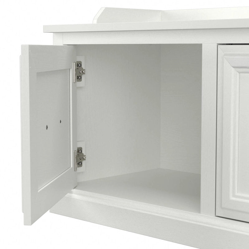 40W Shoe Storage Bench with Doors and Wall Mounted Coat Rack