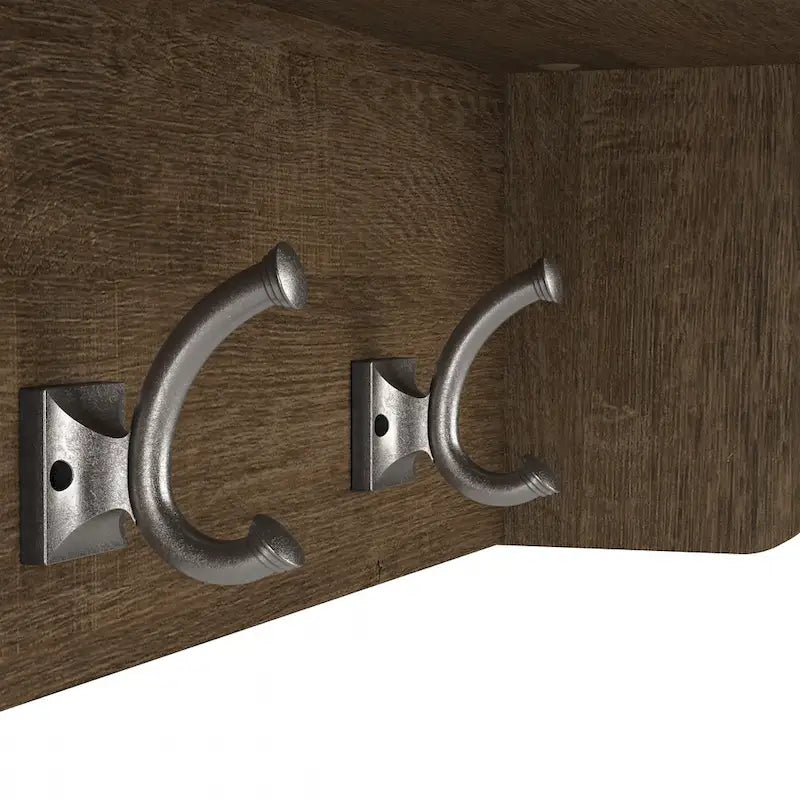 40W Shoe Storage Bench with Doors and Wall Mounted Coat Rack