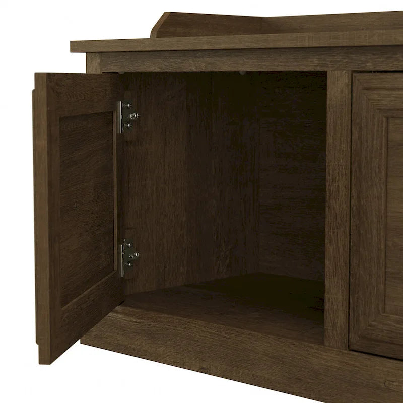 40W Shoe Storage Bench with Doors and Wall Mounted Coat Rack