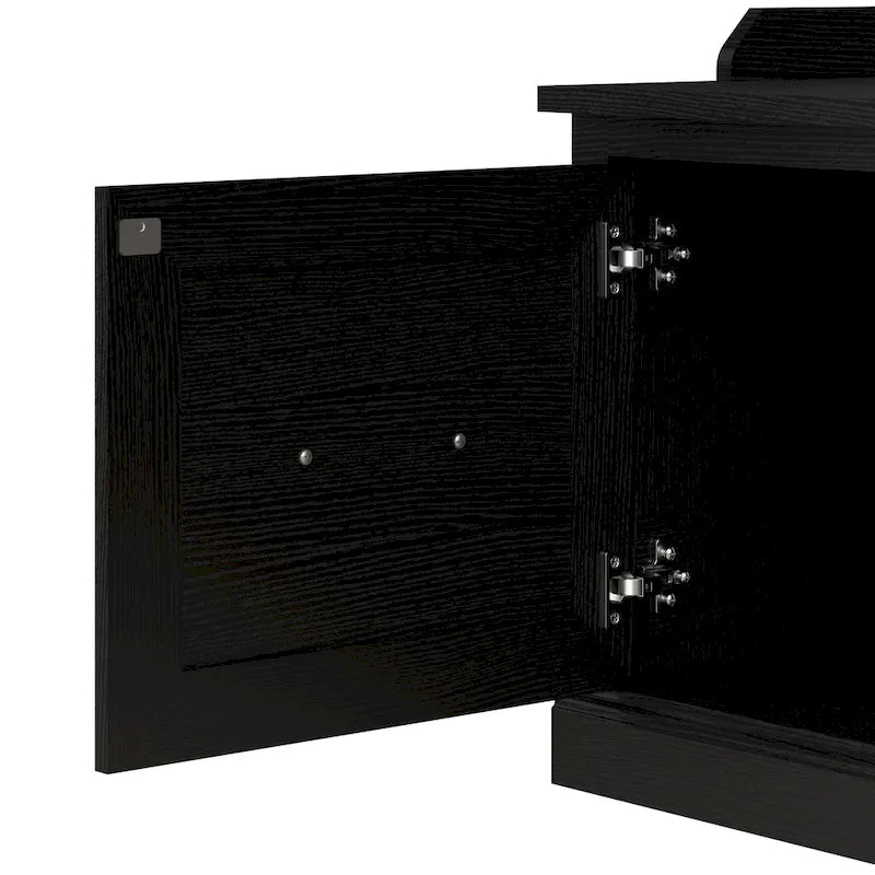 40W Shoe Storage Bench with Doors and Wall Mounted Coat Rack