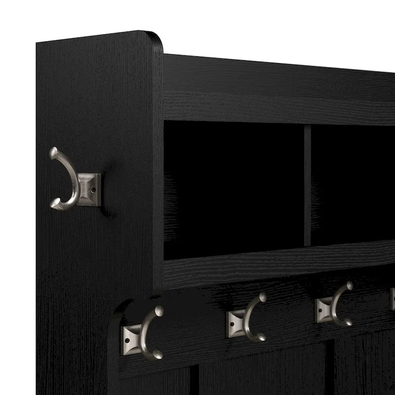 40W Shoe Storage Bench with Doors and Wall Mounted Coat Rack