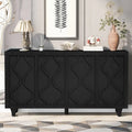 4-Door Storage Cabinet Sideboard with Embossed Curved Doors for Living Room