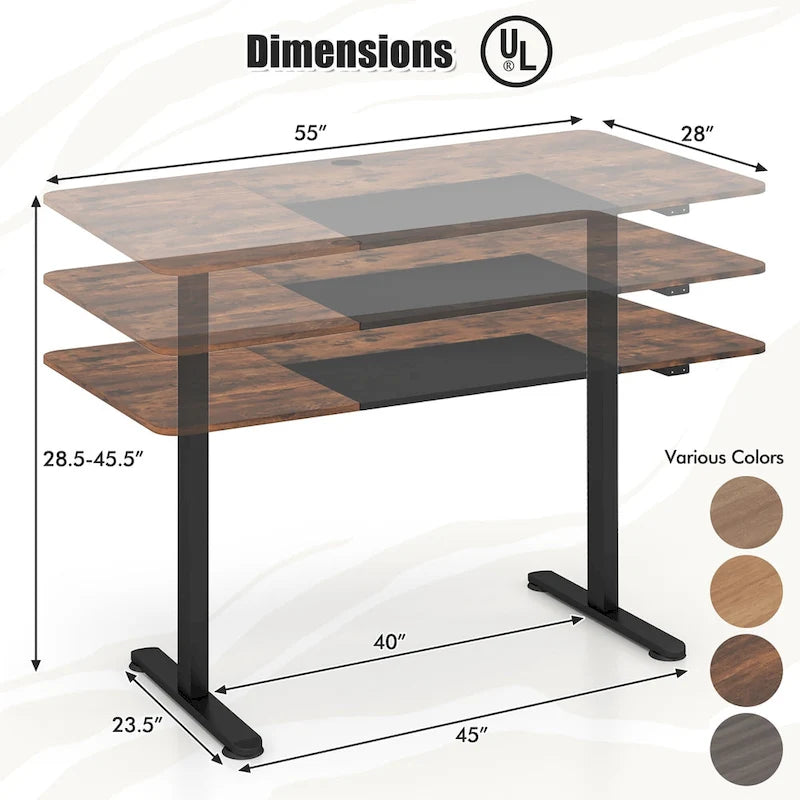 55 Electric Height Adjustable Standing Desk for Home Office Use