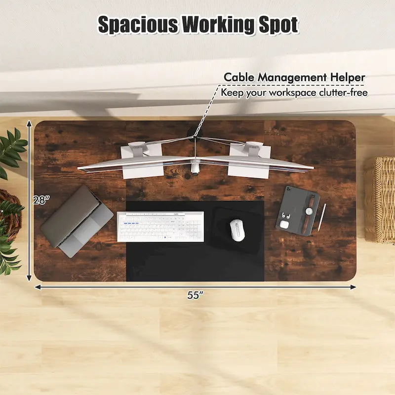 55 Electric Height Adjustable Standing Desk for Home Office Use