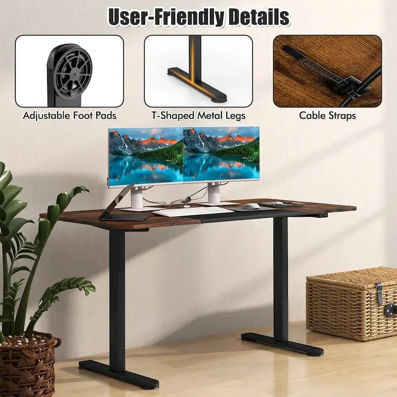 55 Electric Height Adjustable Standing Desk for Home Office Use