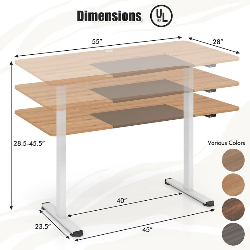 55 Electric Height Adjustable Standing Desk for Home Office Use