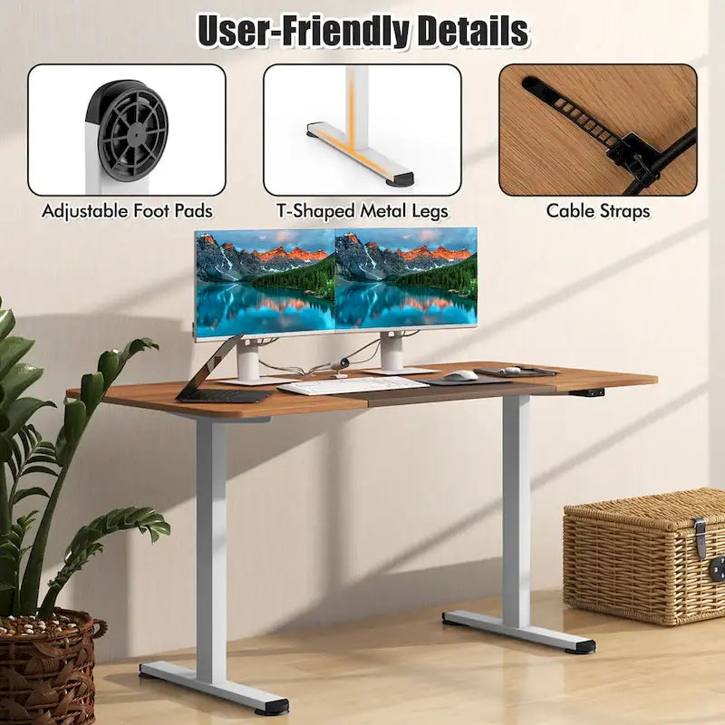 55 Electric Height Adjustable Standing Desk for Home Office Use