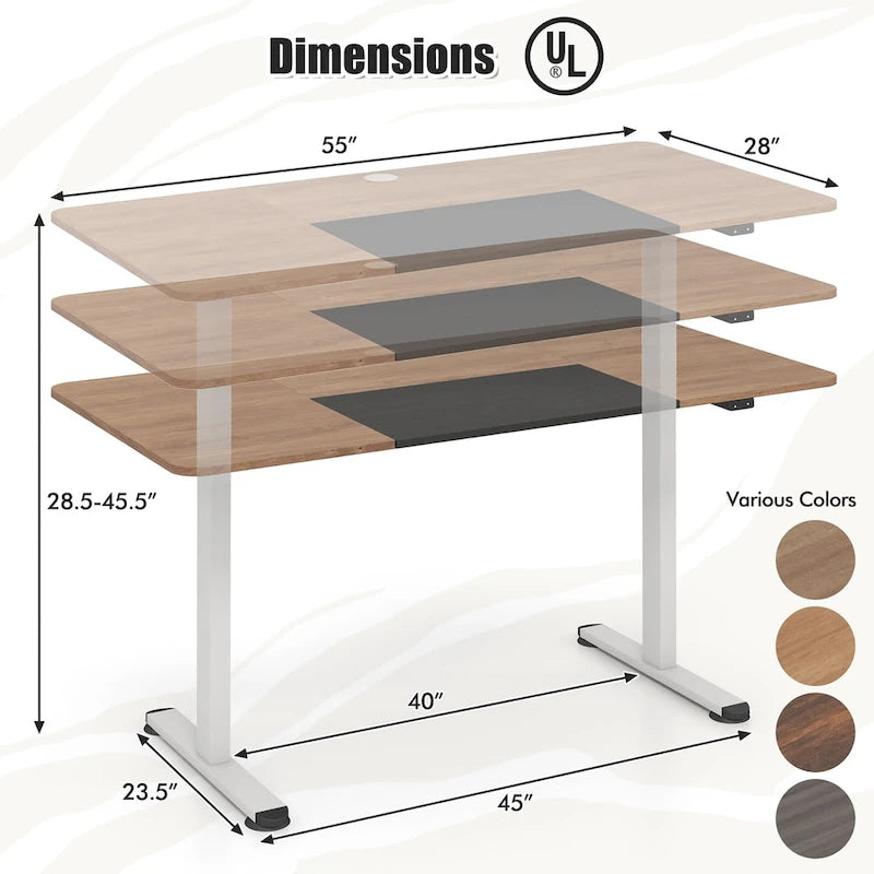 55 Electric Height Adjustable Standing Desk for Home Office Use