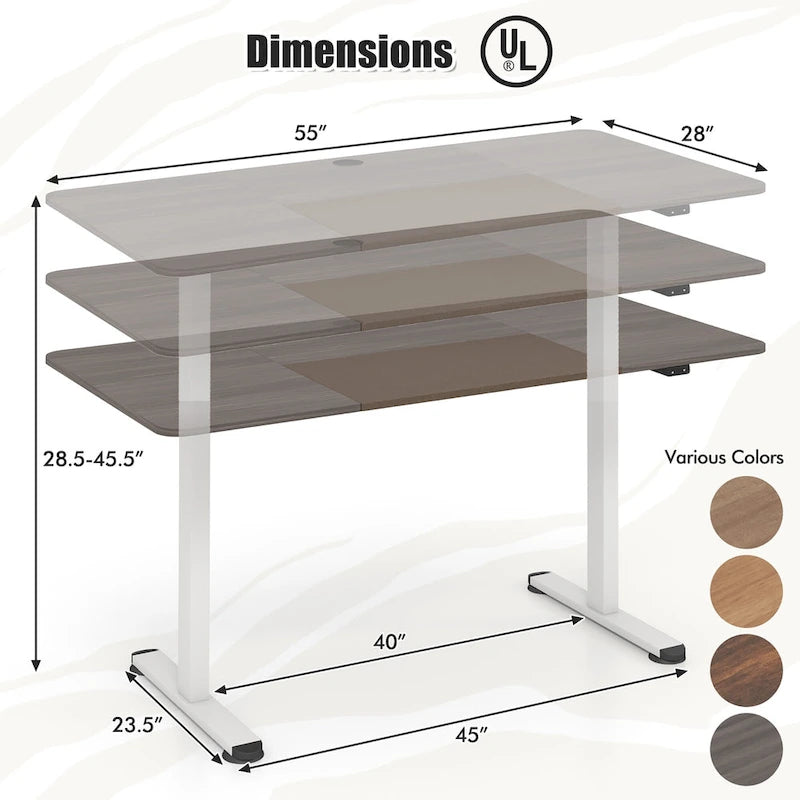 55 Electric Height Adjustable Standing Desk for Home Office Use