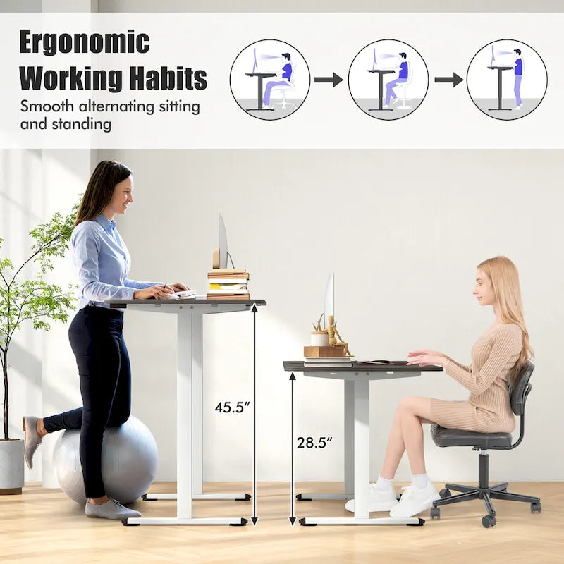 55 Electric Height Adjustable Standing Desk for Home Office Use