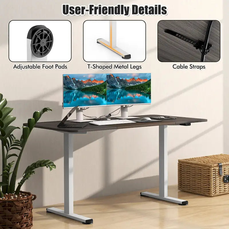 55 Electric Height Adjustable Standing Desk for Home Office Use