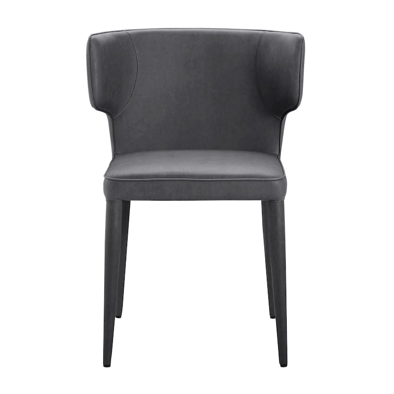 Extended Wingback Modern Upholstered Dining Chair with Metal Legs
