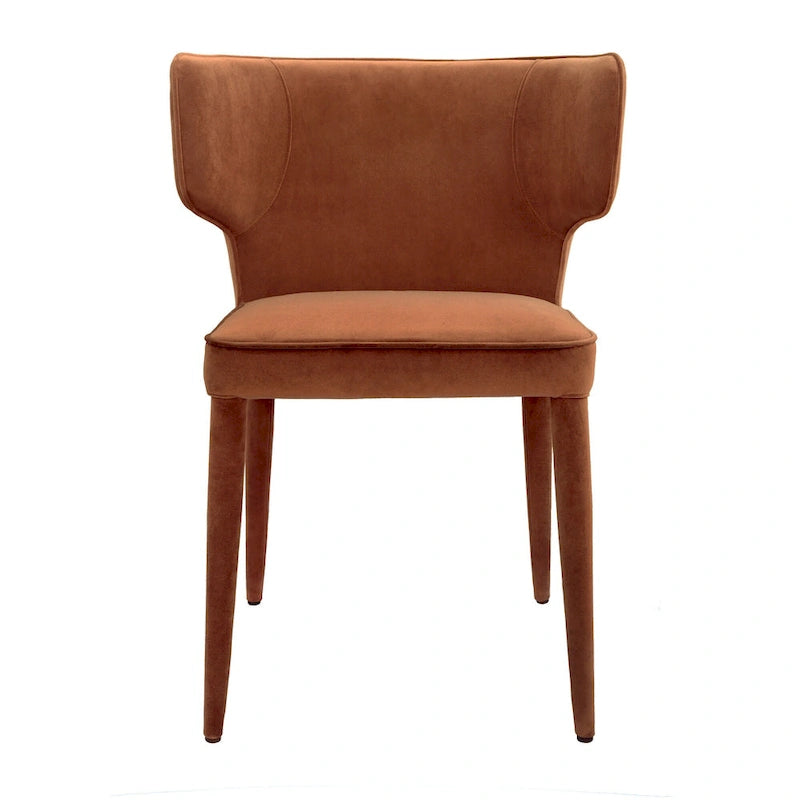 Extended Wingback Modern Upholstered Dining Chair with Metal Legs