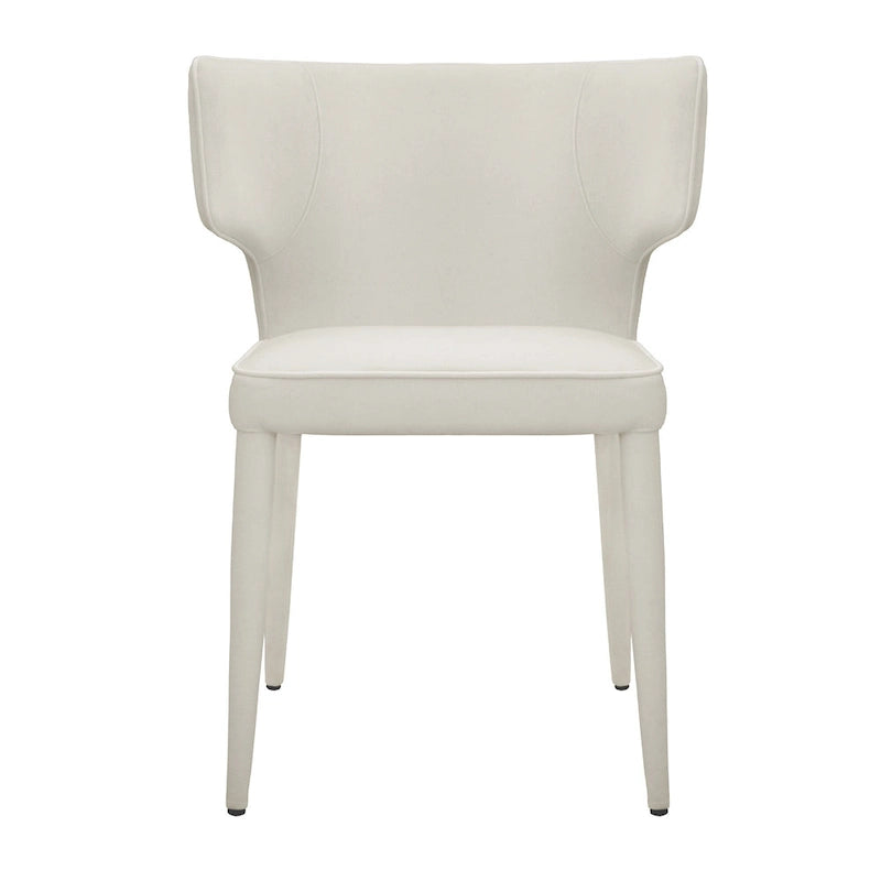 Extended Wingback Modern Upholstered Dining Chair with Metal Legs