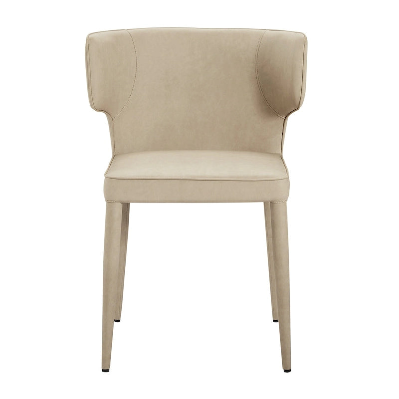 Extended Wingback Modern Upholstered Dining Chair with Metal Legs