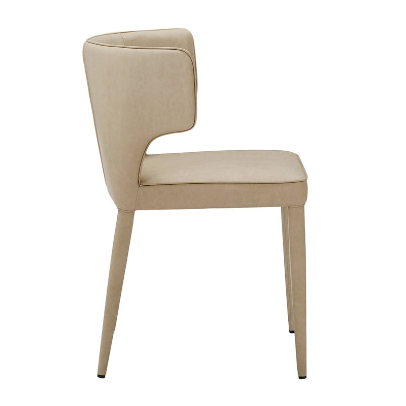 Extended Wingback Modern Upholstered Dining Chair with Metal Legs