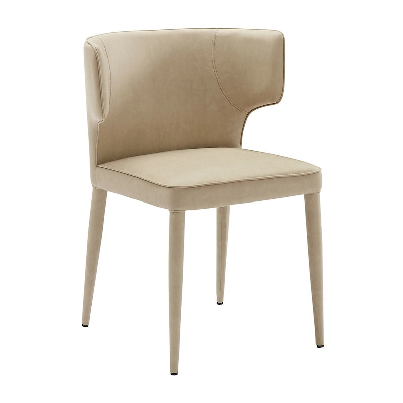 Extended Wingback Modern Upholstered Dining Chair with Metal Legs