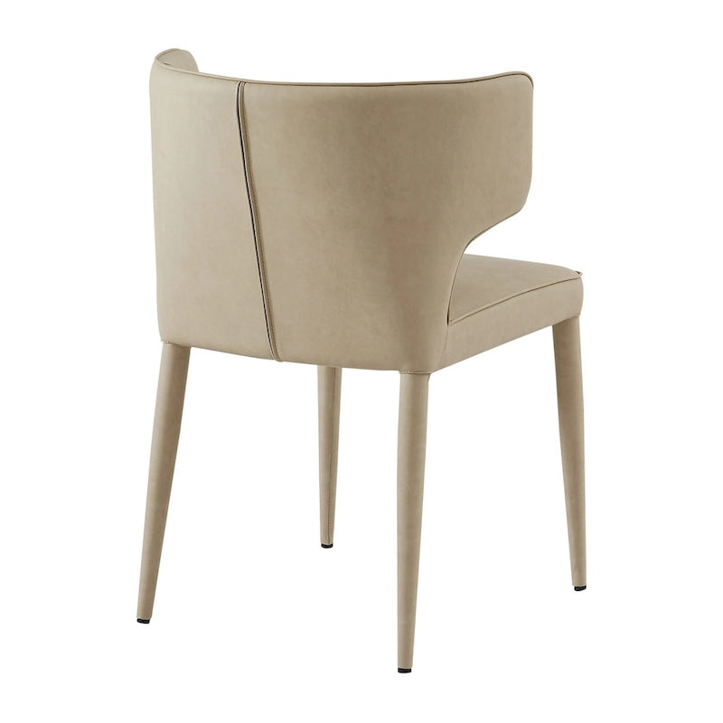 Extended Wingback Modern Upholstered Dining Chair with Metal Legs