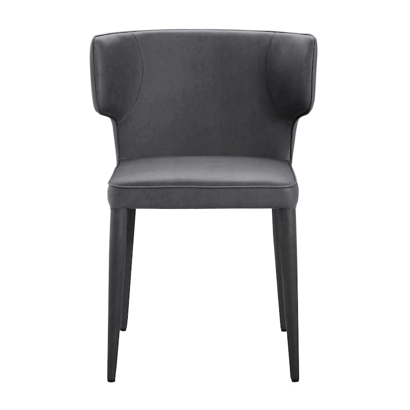 Extended Wingback Modern Upholstered Dining Chair with Metal Legs