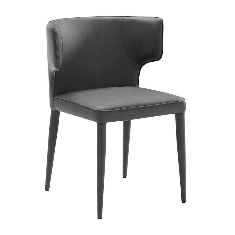 Extended Wingback Modern Upholstered Dining Chair with Metal Legs