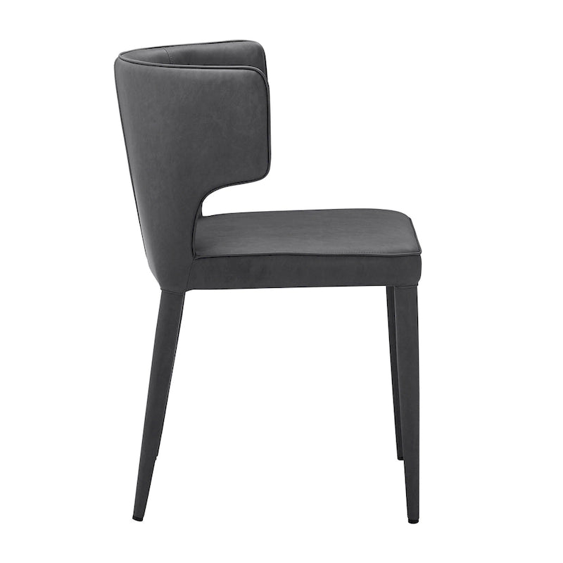 Extended Wingback Modern Upholstered Dining Chair with Metal Legs