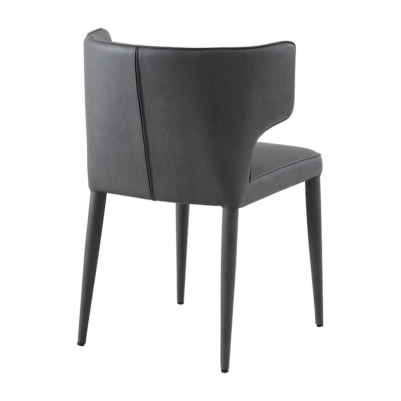 Extended Wingback Modern Upholstered Dining Chair with Metal Legs