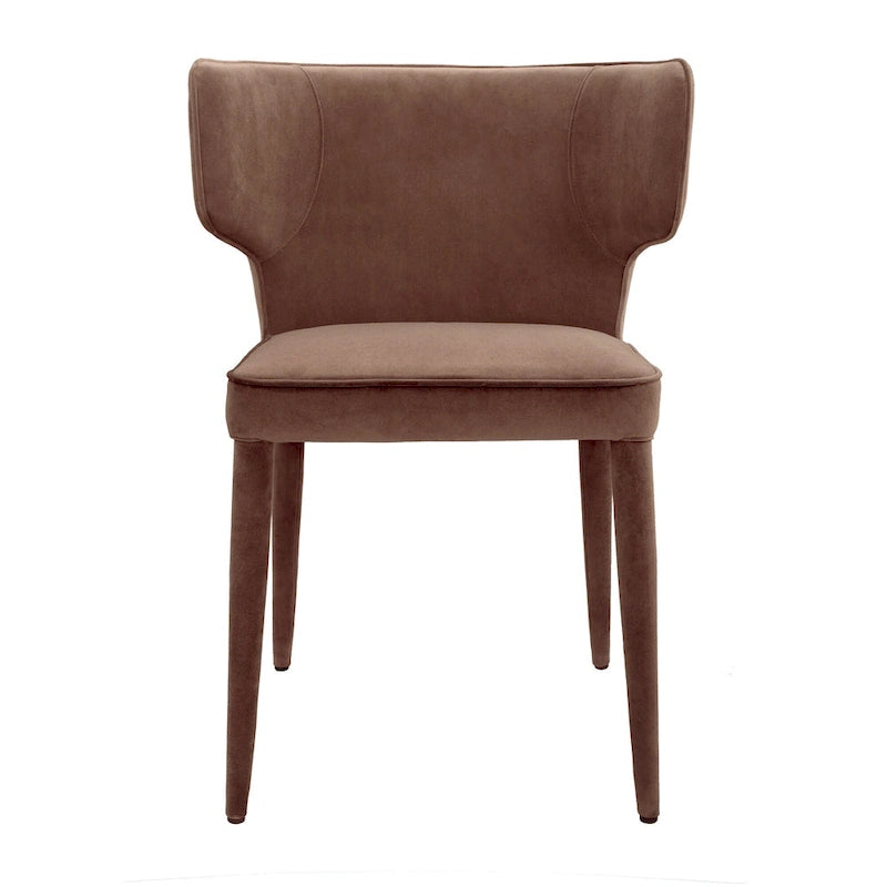 Extended Wingback Modern Upholstered Dining Chair with Metal Legs