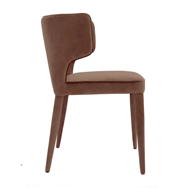 Extended Wingback Modern Upholstered Dining Chair with Metal Legs