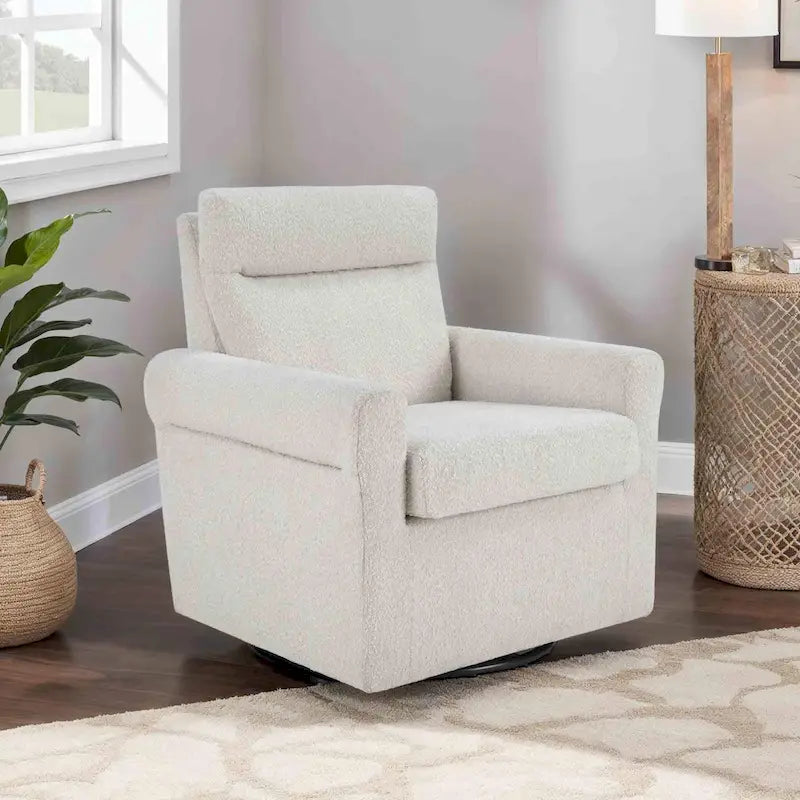 Modern Boucle Swivel Accent Armchair with 360 Degree Rotation and Plush Cushions
