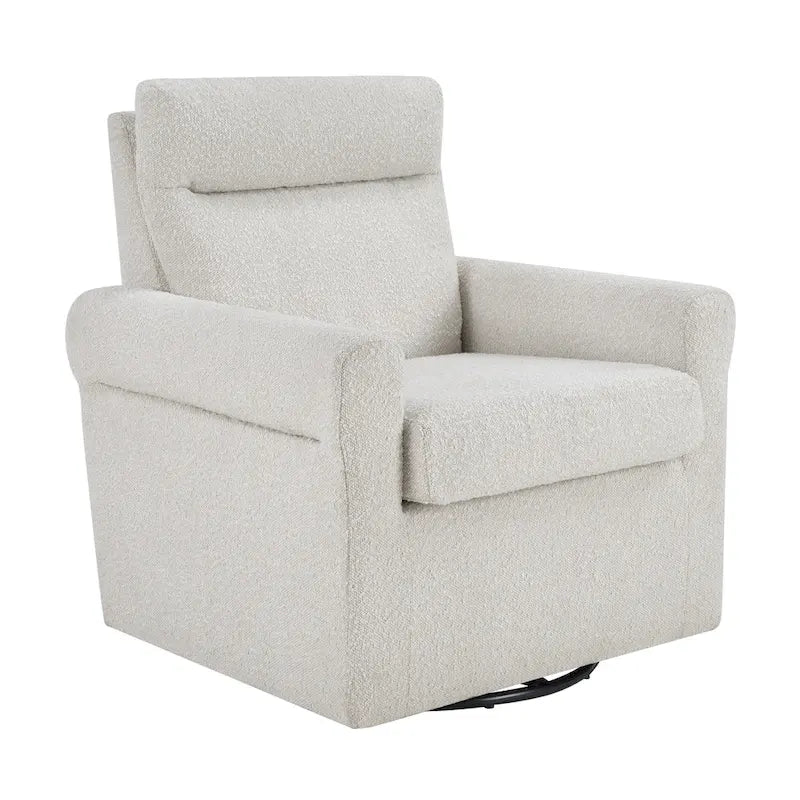 Modern Boucle Swivel Accent Armchair with 360 Degree Rotation and Plush Cushions
