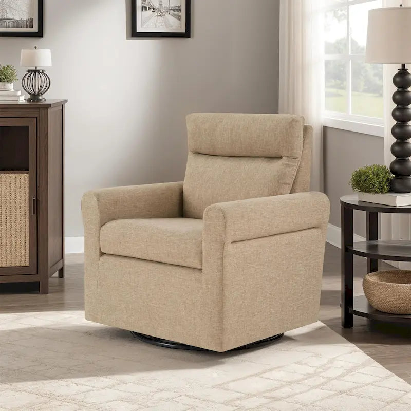 Modern Boucle Swivel Accent Armchair with 360 Degree Rotation and Plush Cushions