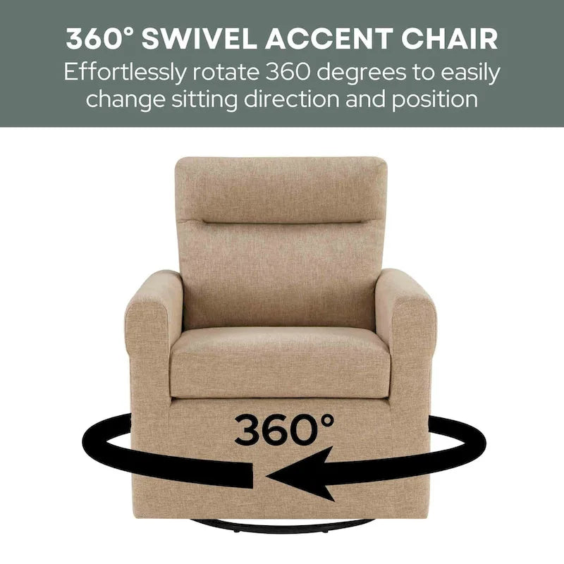 Modern Boucle Swivel Accent Armchair with 360 Degree Rotation and Plush Cushions