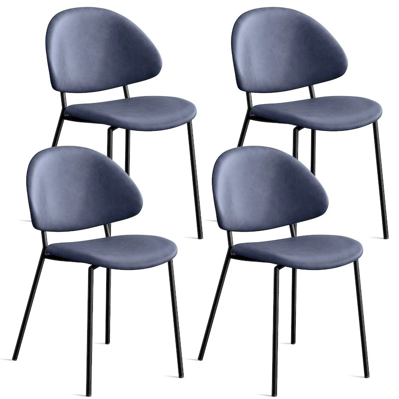 Set of 4 Upholstered PU Leather Dining Chairs Mid-Century Modern Dining Chairs with Curved Backrest for Dining Room Kitchen