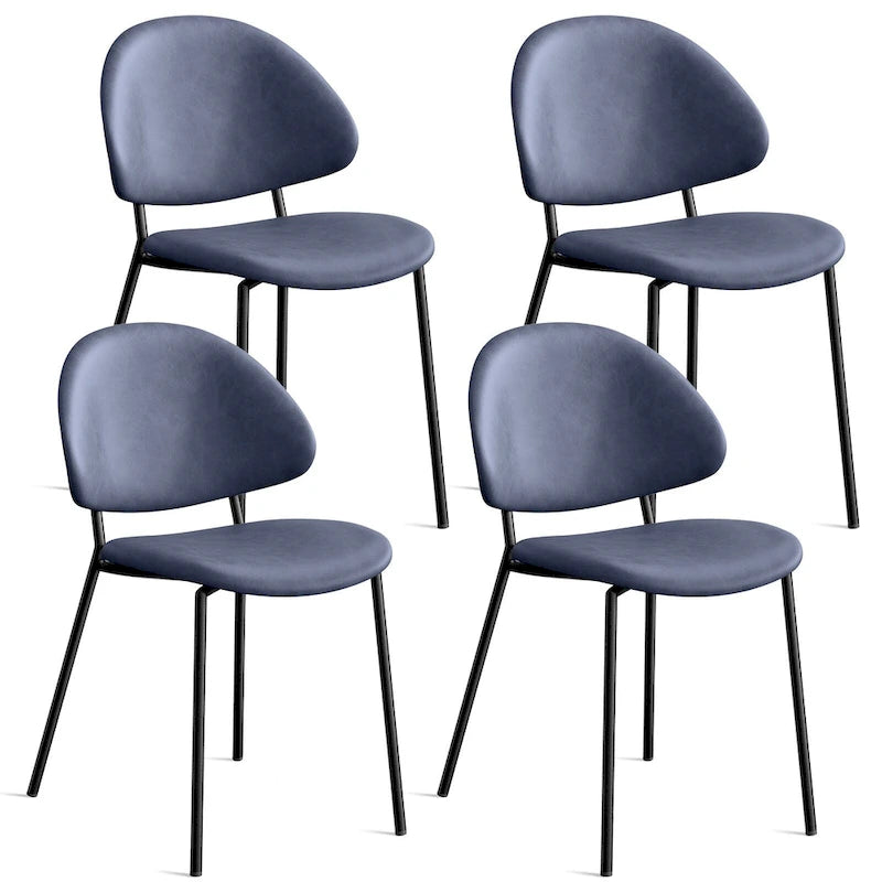 Set of 4 Upholstered PU Leather Dining Chairs Mid-Century Modern Dining Chairs with Curved Backrest for Dining Room Kitchen