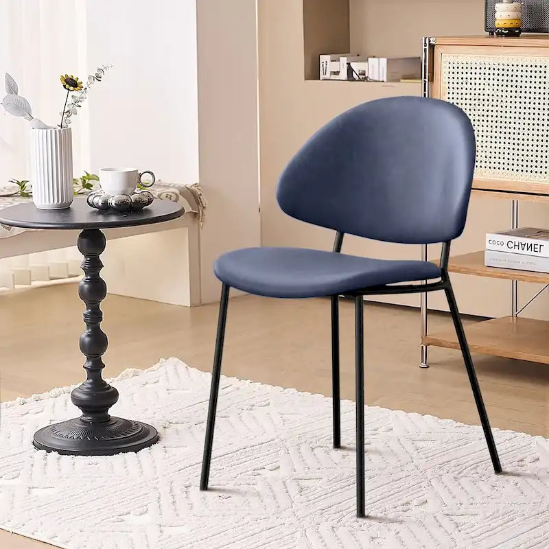 Set of 4 Upholstered PU Leather Dining Chairs Mid-Century Modern Dining Chairs with Curved Backrest for Dining Room Kitchen