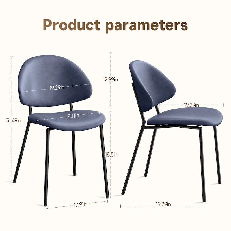 Set of 4 Upholstered PU Leather Dining Chairs Mid-Century Modern Dining Chairs with Curved Backrest for Dining Room Kitchen