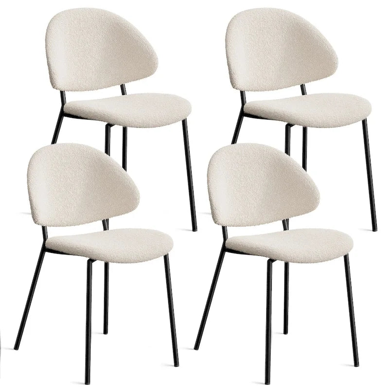 Set of 4 Upholstered PU Leather Dining Chairs Mid-Century Modern Dining Chairs with Curved Backrest for Dining Room Kitchen