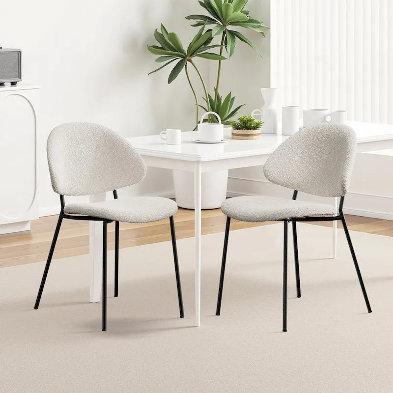 Set of 4 Upholstered PU Leather Dining Chairs Mid-Century Modern Dining Chairs with Curved Backrest for Dining Room Kitchen