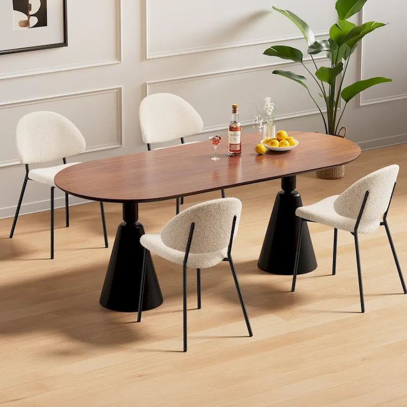 Set of 4 Upholstered PU Leather Dining Chairs Mid-Century Modern Dining Chairs with Curved Backrest for Dining Room Kitchen