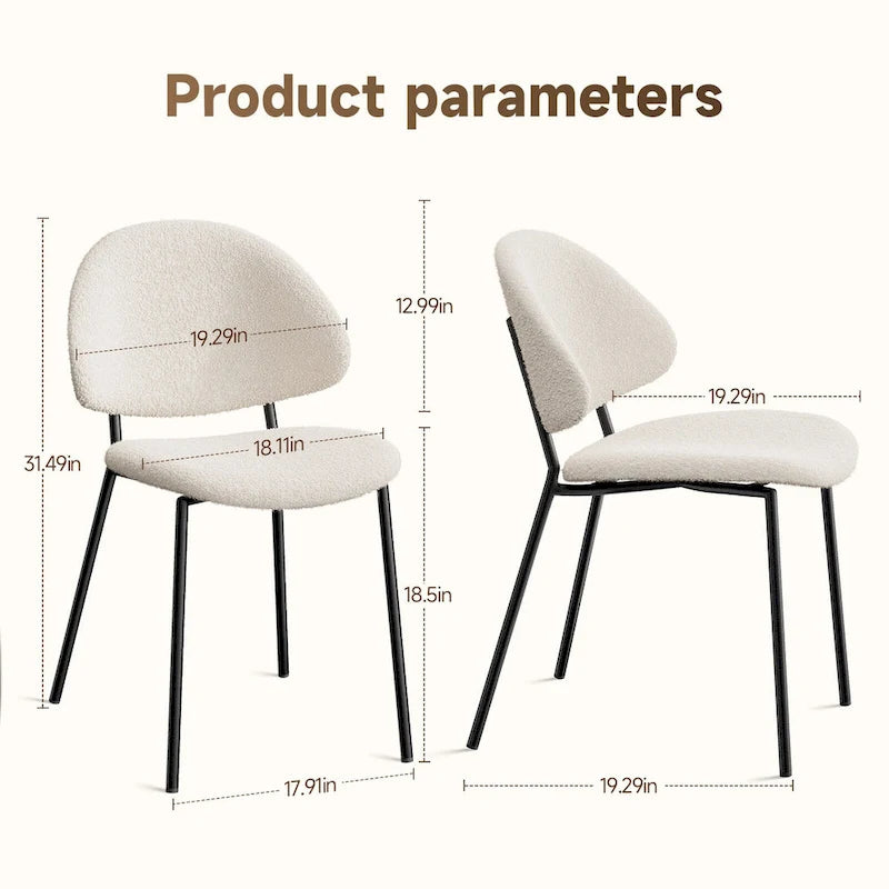 Set of 4 Upholstered PU Leather Dining Chairs Mid-Century Modern Dining Chairs with Curved Backrest for Dining Room Kitchen