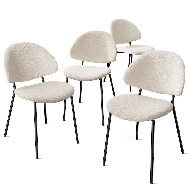 Set of 4 Upholstered PU Leather Dining Chairs Mid-Century Modern Dining Chairs with Curved Backrest for Dining Room Kitchen