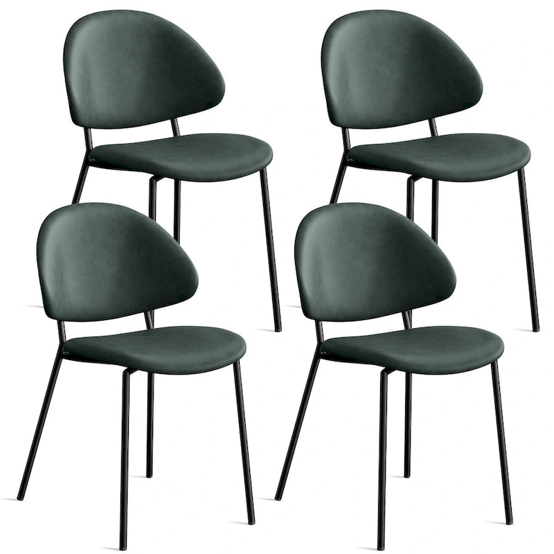 Set of 4 Upholstered PU Leather Dining Chairs Mid-Century Modern Dining Chairs with Curved Backrest for Dining Room Kitchen