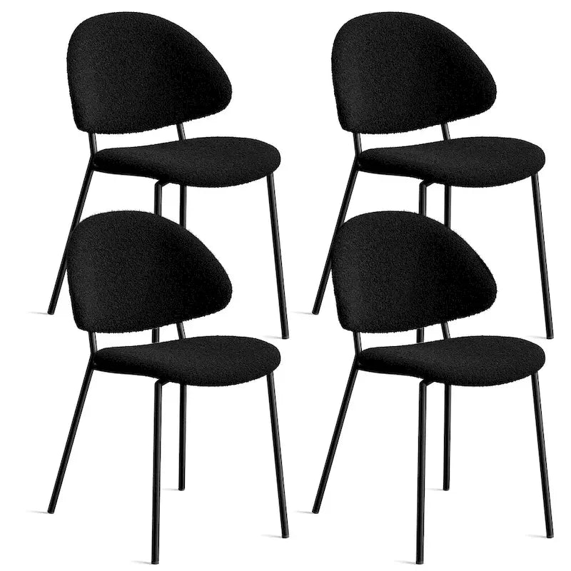 Set of 4 Upholstered PU Leather Dining Chairs Mid-Century Modern Dining Chairs with Curved Backrest for Dining Room Kitchen