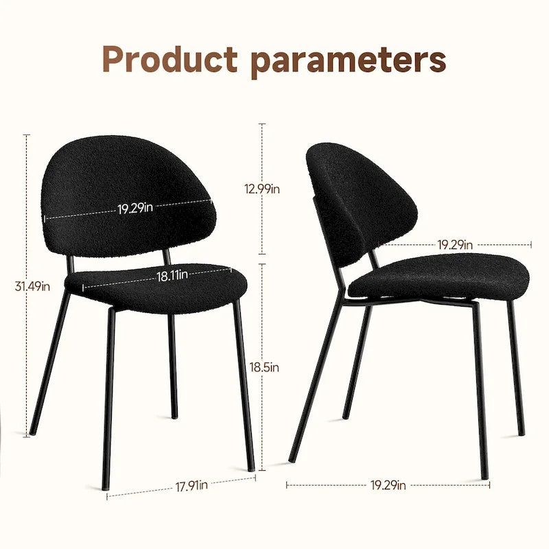 Set of 4 Upholstered PU Leather Dining Chairs Mid-Century Modern Dining Chairs with Curved Backrest for Dining Room Kitchen
