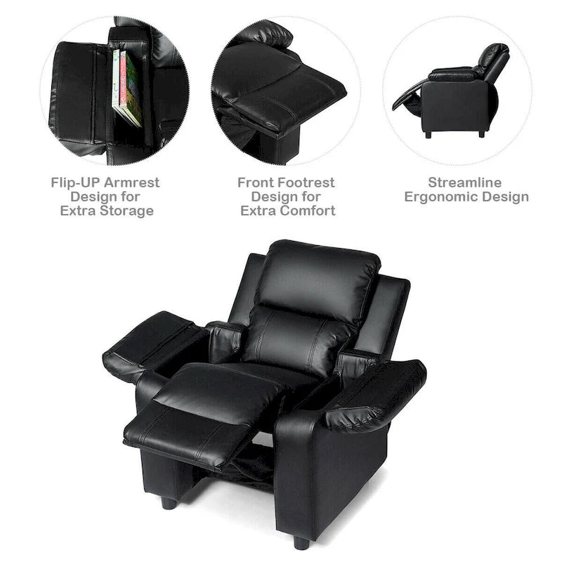 Kids Sofa Armchair Recliner with Flip-up Armrest and Headrest