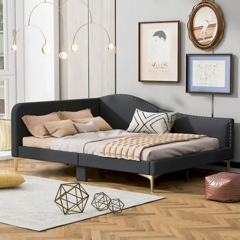 Modern Upholstered Daybed with Armrest and Headrest