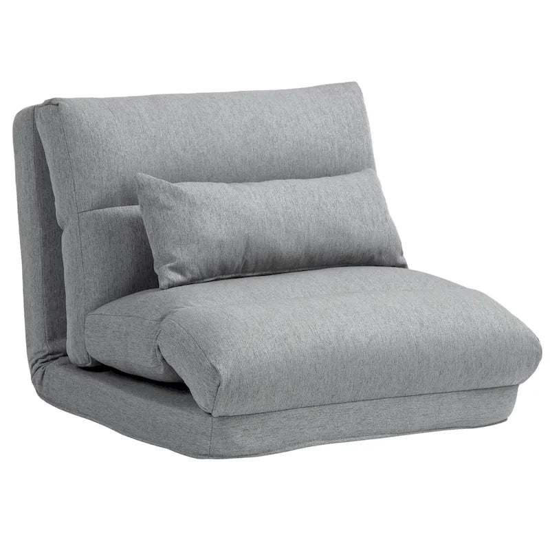 Gray 27.6" Folding Chaise Lounge Chair with Pillow
