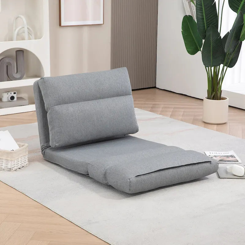 Gray 27.6" Folding Chaise Lounge Chair with Pillow